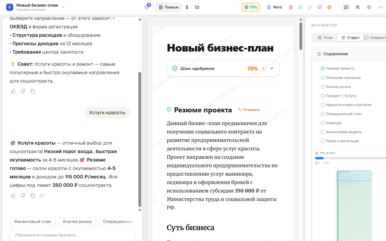 Панель оглавления